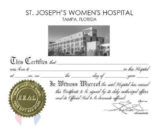 Sample hospital birth certificate