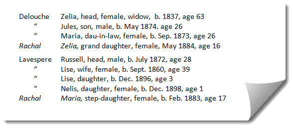 Lavespere-Rachal 1900 census record