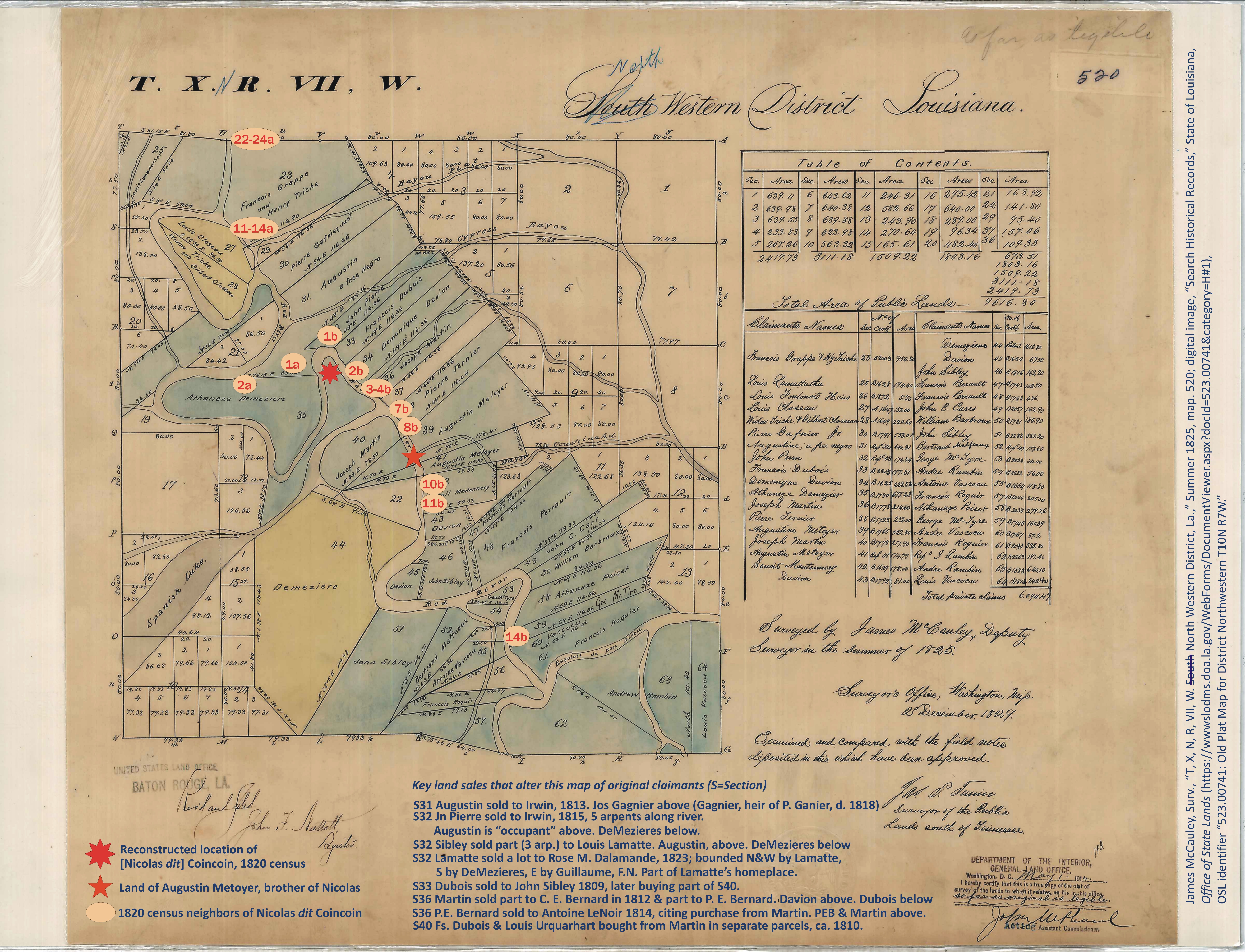 Plat Map T10N R7W Natchitoches Parish, Louisiana