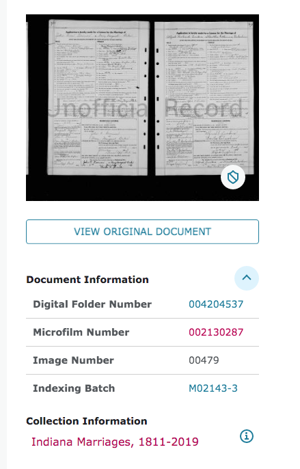 Expanded information shows film #s