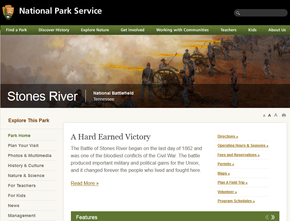 NPS Stones River website